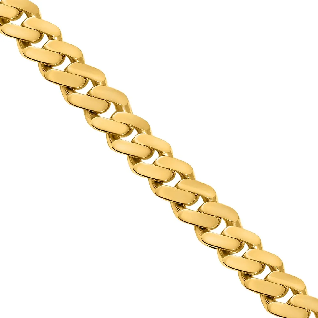 10k Yellow Gold Large Hollow Cuban Link Bracelet 2.5 Ctw CZ