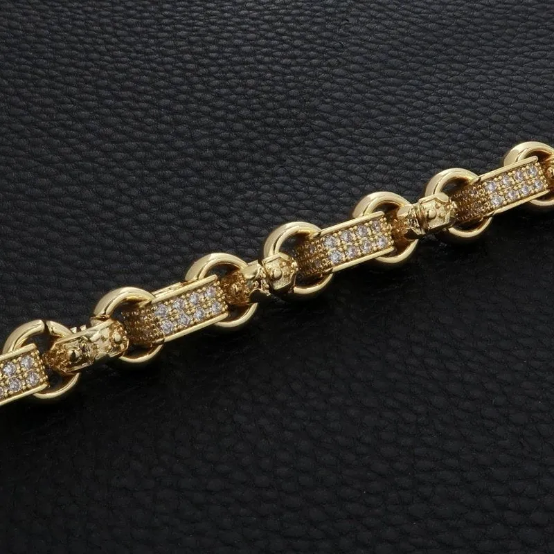 10mm Gold Filled Bonded Gypsy Link Belcher Bracelet 8 Inch