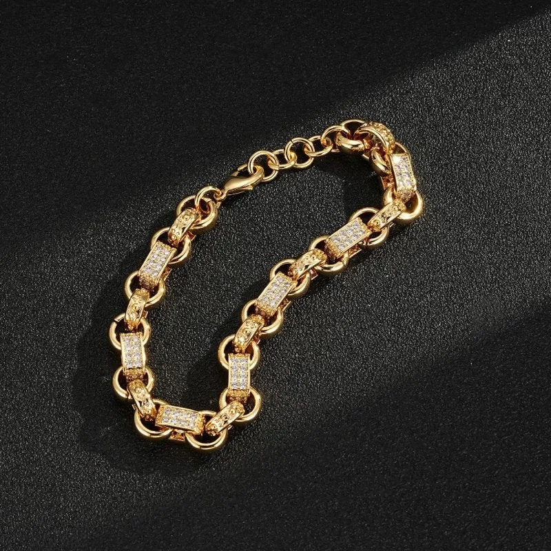 10mm Gold Filled Bonded Gypsy Link Belcher Bracelet 8 Inch