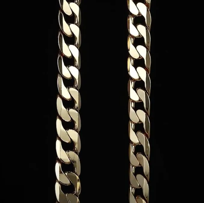 12mm Gold Bonded Curb Cuban Bracelet 8 Inch