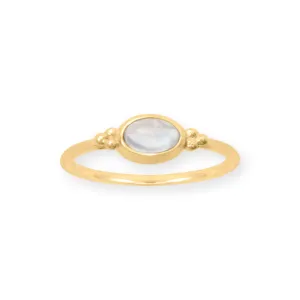 14 Karat Gold Plated Dainty Rainbow Moonstone Ring