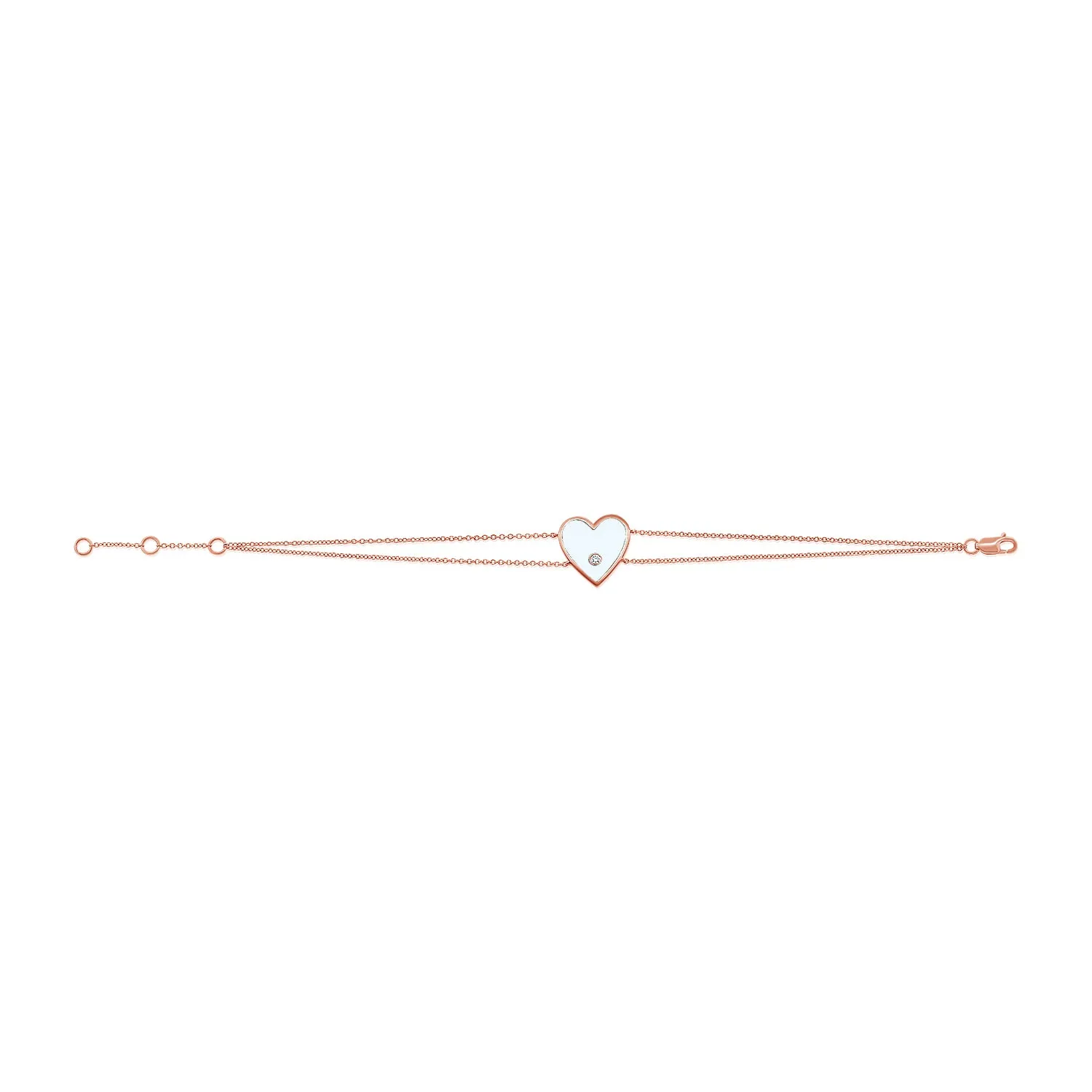 14k Gold & Diamond Heart Bracelet-D0.02