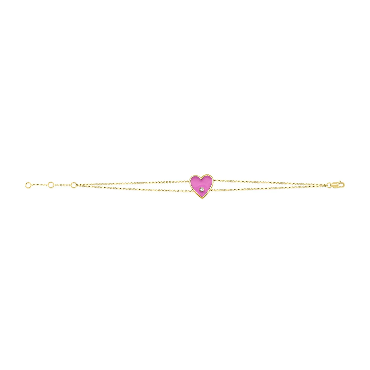 14k Gold & Diamond Heart Bracelet-D0.02