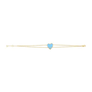 14k Gold & Diamond Heart Bracelet-D0.02