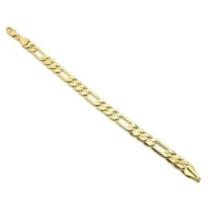 14k Gold Matt Finished Figaro Bracelet 8 14K Gold Filled