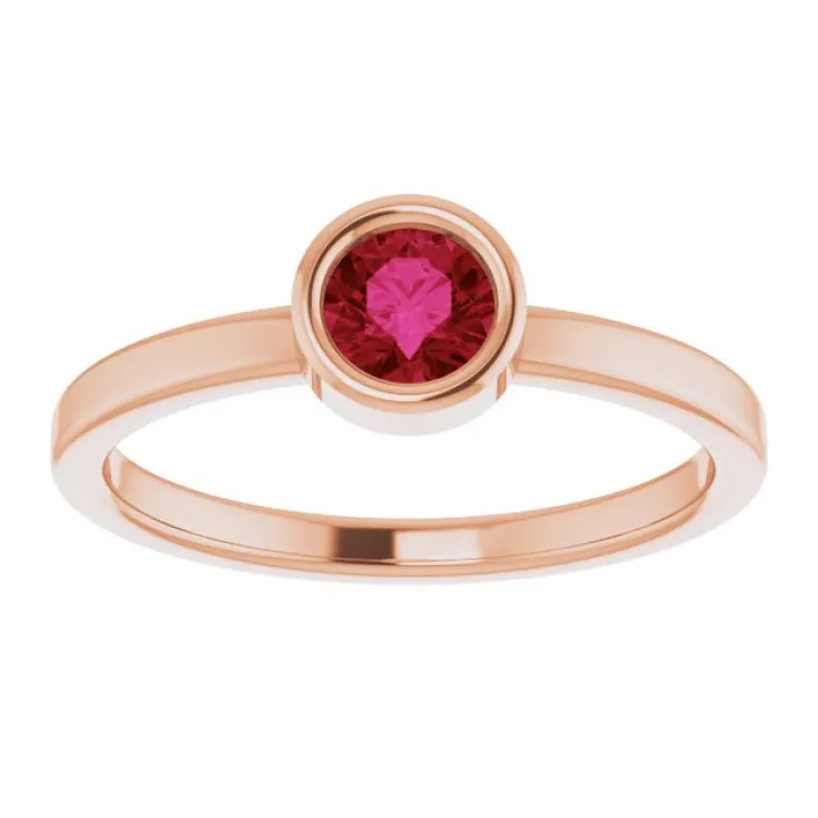 14K Rose 4.5 mm Lab-Grown Ruby Ring