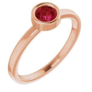 14K Rose 4.5 mm Lab-Grown Ruby Ring