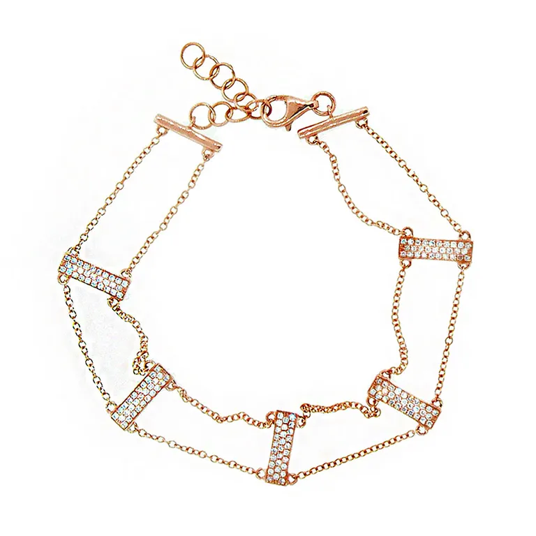 14K Rose Gold Diamond Ladder Bracelet