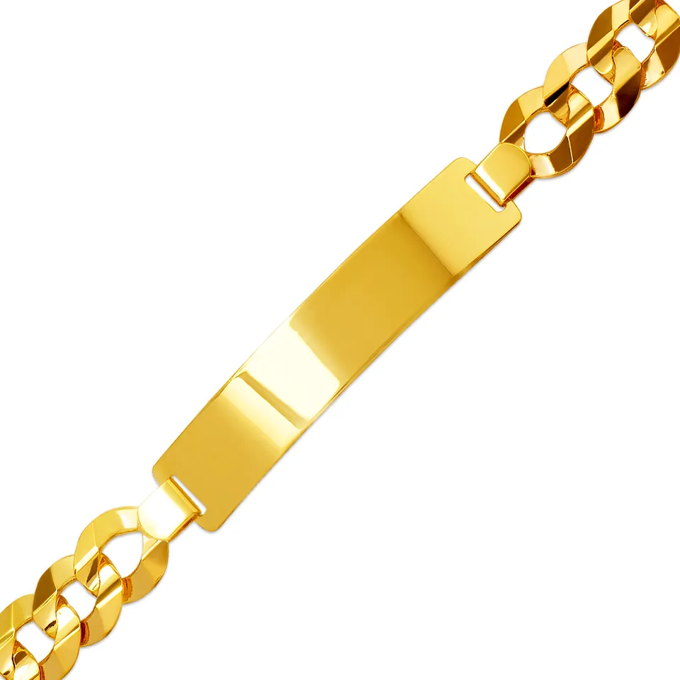 14K Solid Yellow or White Pave Curb ID Bracelet