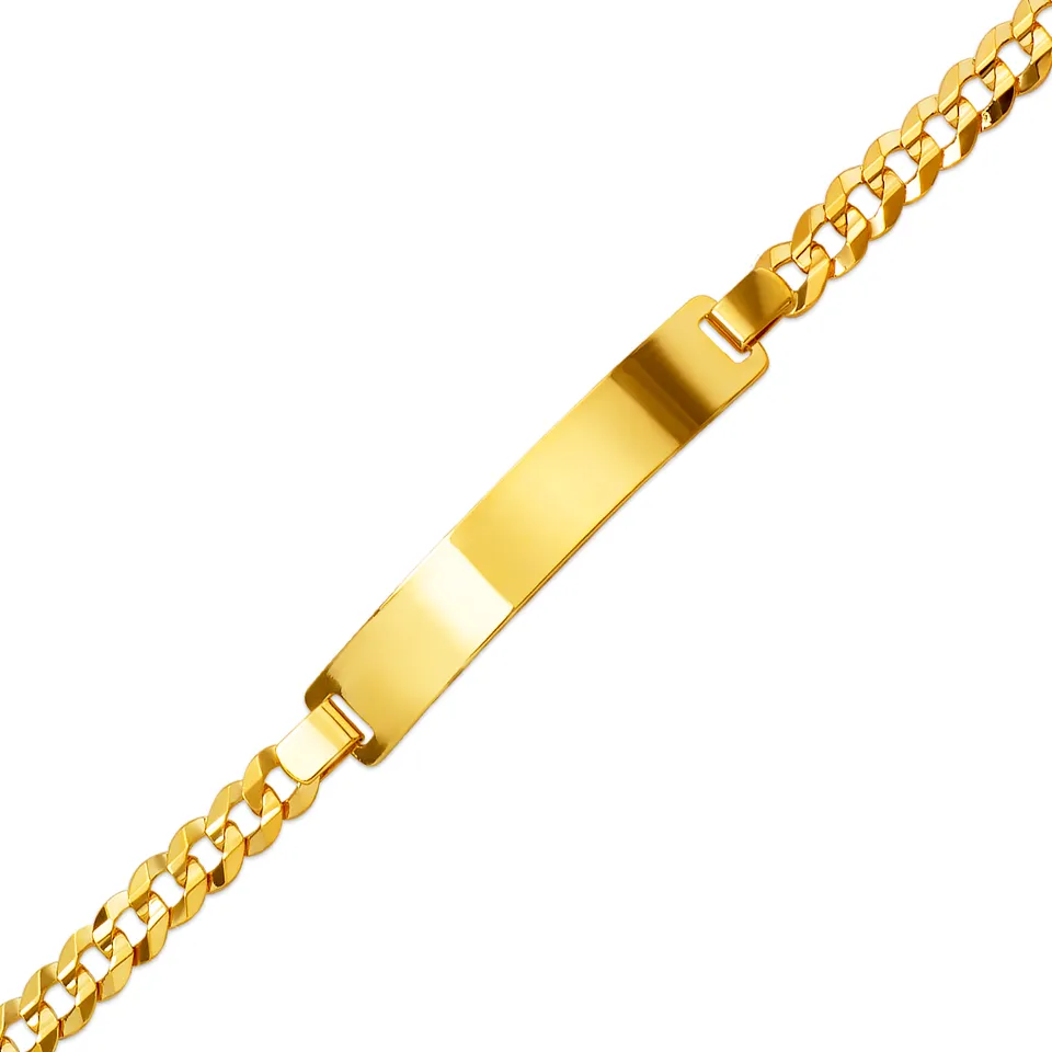 14K Solid Yellow or White Pave Curb ID Bracelet