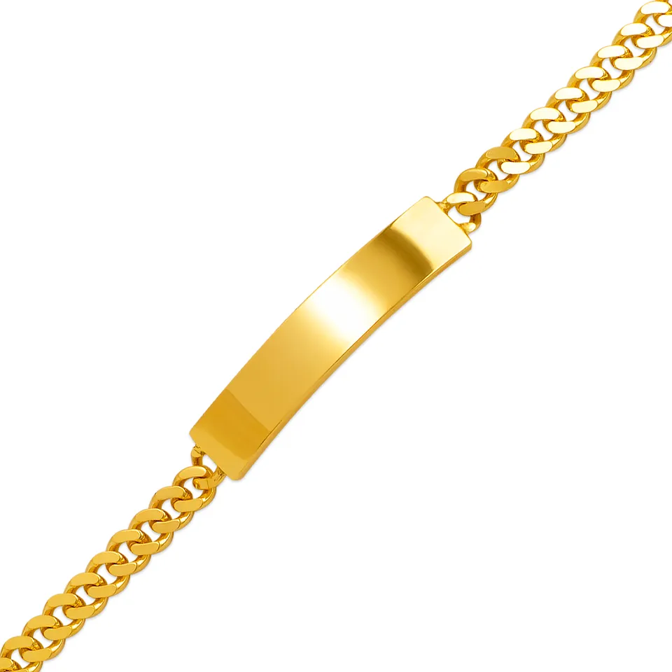 14K Solid Yellow or White Pave Curb ID Bracelet