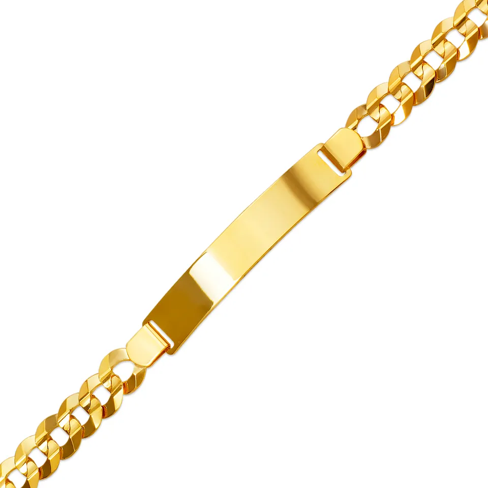 14K Solid Yellow or White Pave Curb ID Bracelet