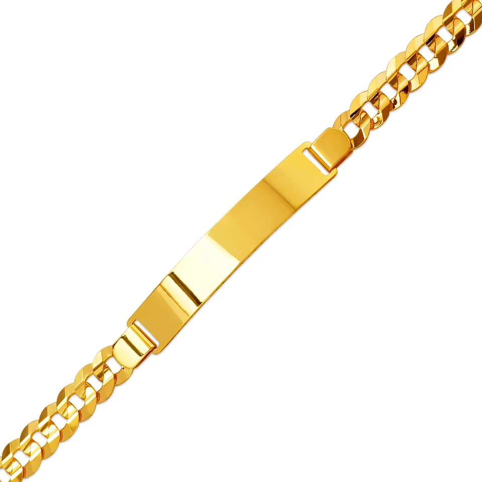 14K Solid Yellow or White Pave Curb ID Bracelet