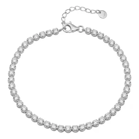 14k White Gold Crown Prong Diamond Tennis Bracelet