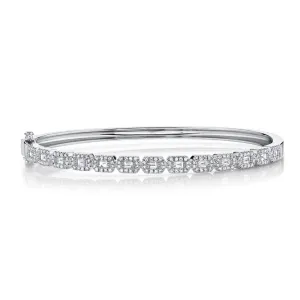 14K White Gold Diamond Baguette Bangle