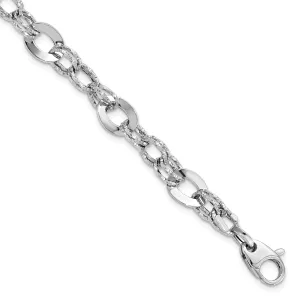 14k White Gold Polished Diamond Cut Bracelet