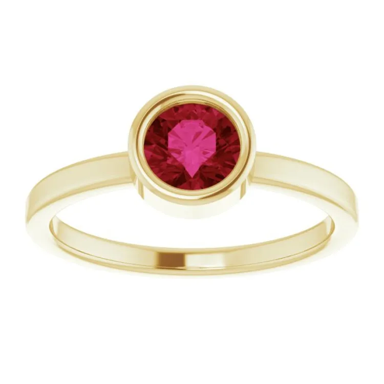 14K Yellow 5.5 mm Natural Ruby Ring