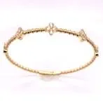 14K Yellow & White Natural Diamond Flxible Bangle Bracelet