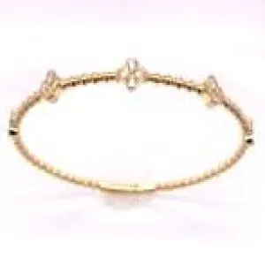 14K Yellow & White Natural Diamond Flxible Bangle Bracelet