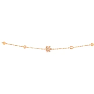 14K Yellow Gold Diamond Flower & Bezel Bracelet