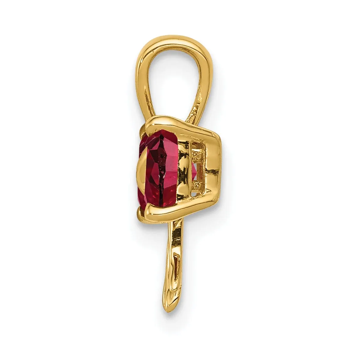 14k Yellow Gold Ruby Birthstone Bow Pendant