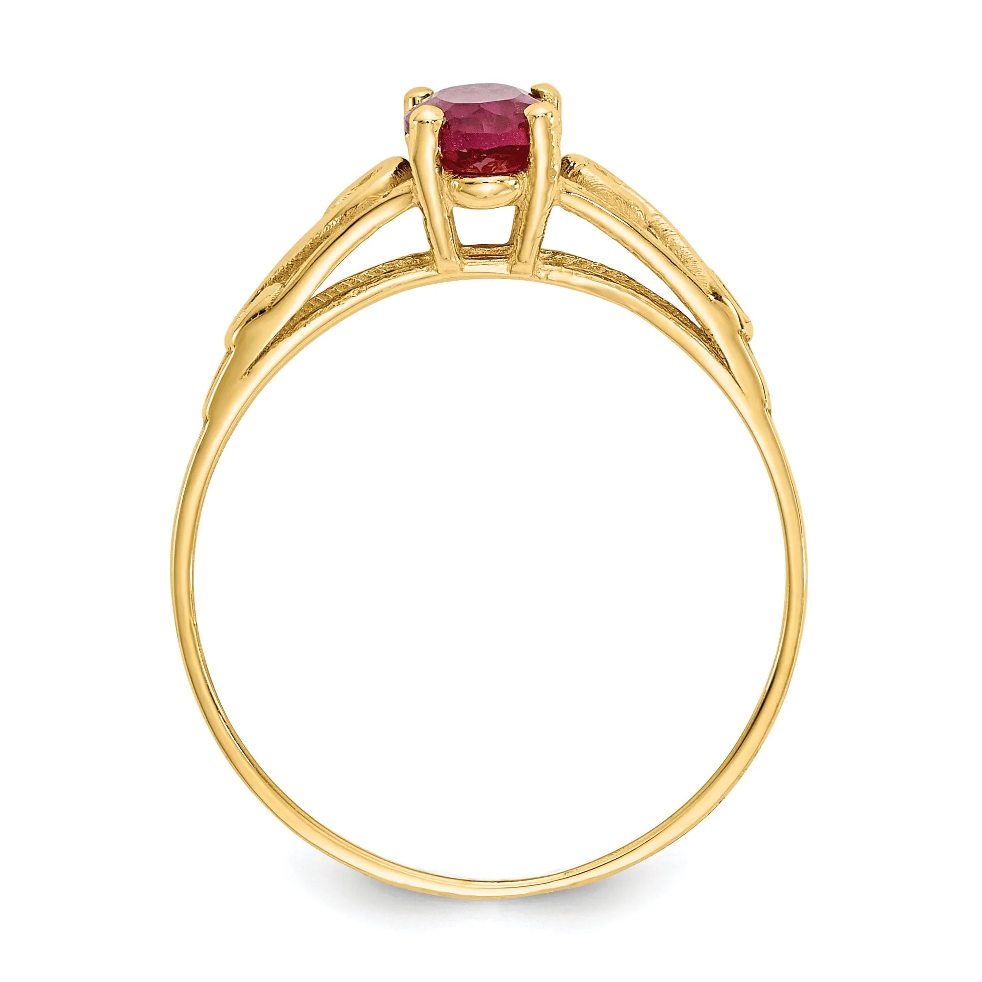 14k Yellow Gold Synthetic Ruby Ring