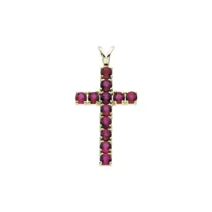 14K Yellow Natural Ruby Cross Pendant