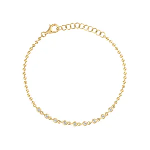 14KT GOLD DIAMOND SEVEN BEZEL BALL BRACELET