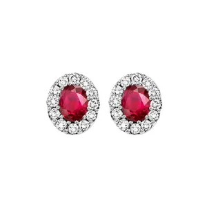 14KT WHITE GOLD DIAMOND (1/5CTW) & RUBY (1/5 CTW) EARRING