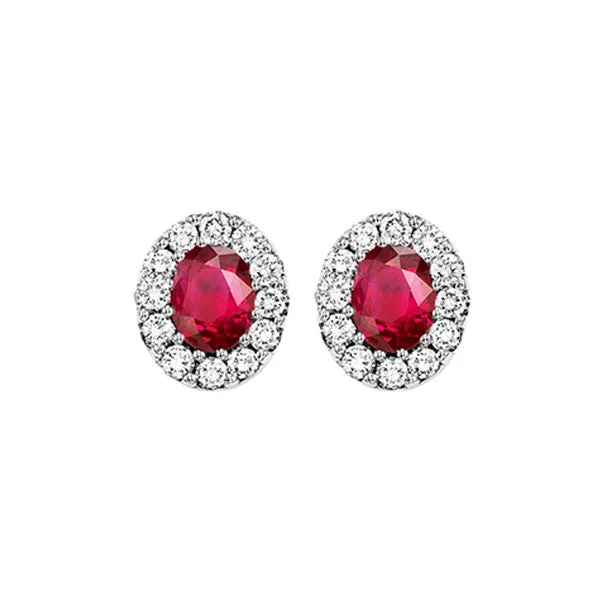 14KT WHITE GOLD DIAMOND (1/5CTW) & RUBY (1/5 CTW) EARRING