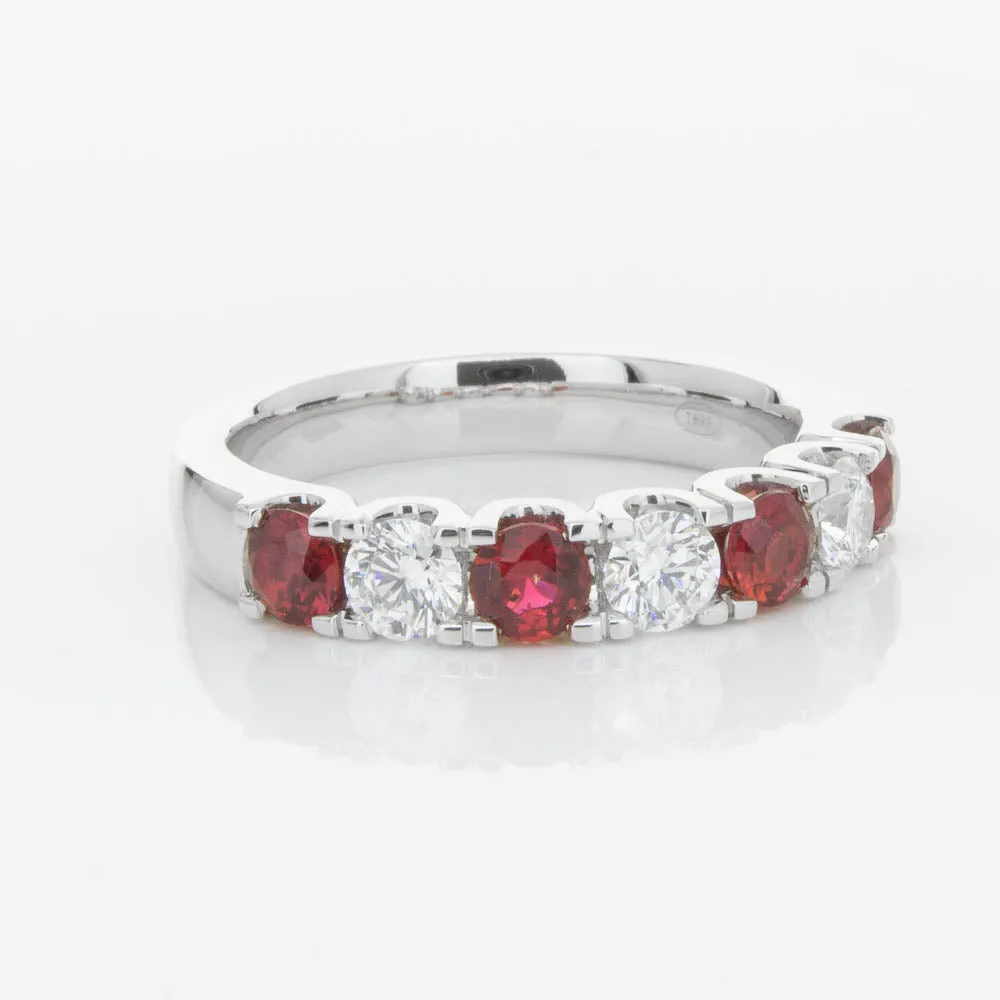 18ct White Gold .79ct Ruby & Diamond Rialto Ring