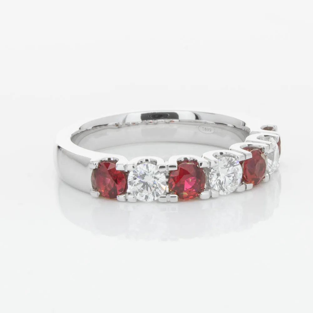 18ct White Gold .79ct Ruby & Diamond Rialto Ring