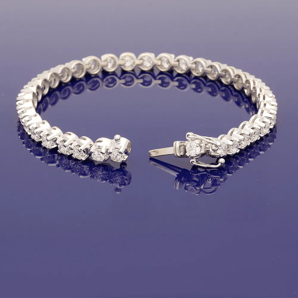 18ct White Gold Diamond Tennis Line Bracelet 7.00ct