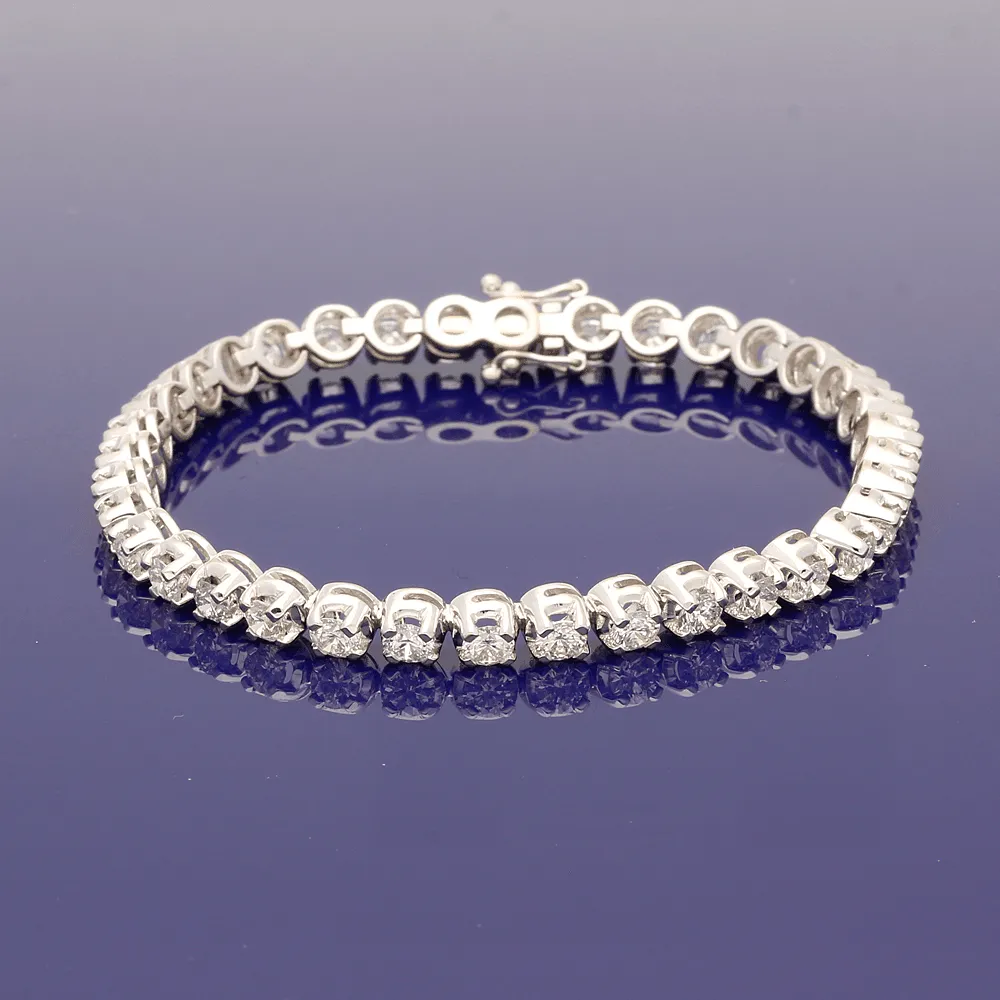 18ct White Gold Diamond Tennis Line Bracelet 7.00ct