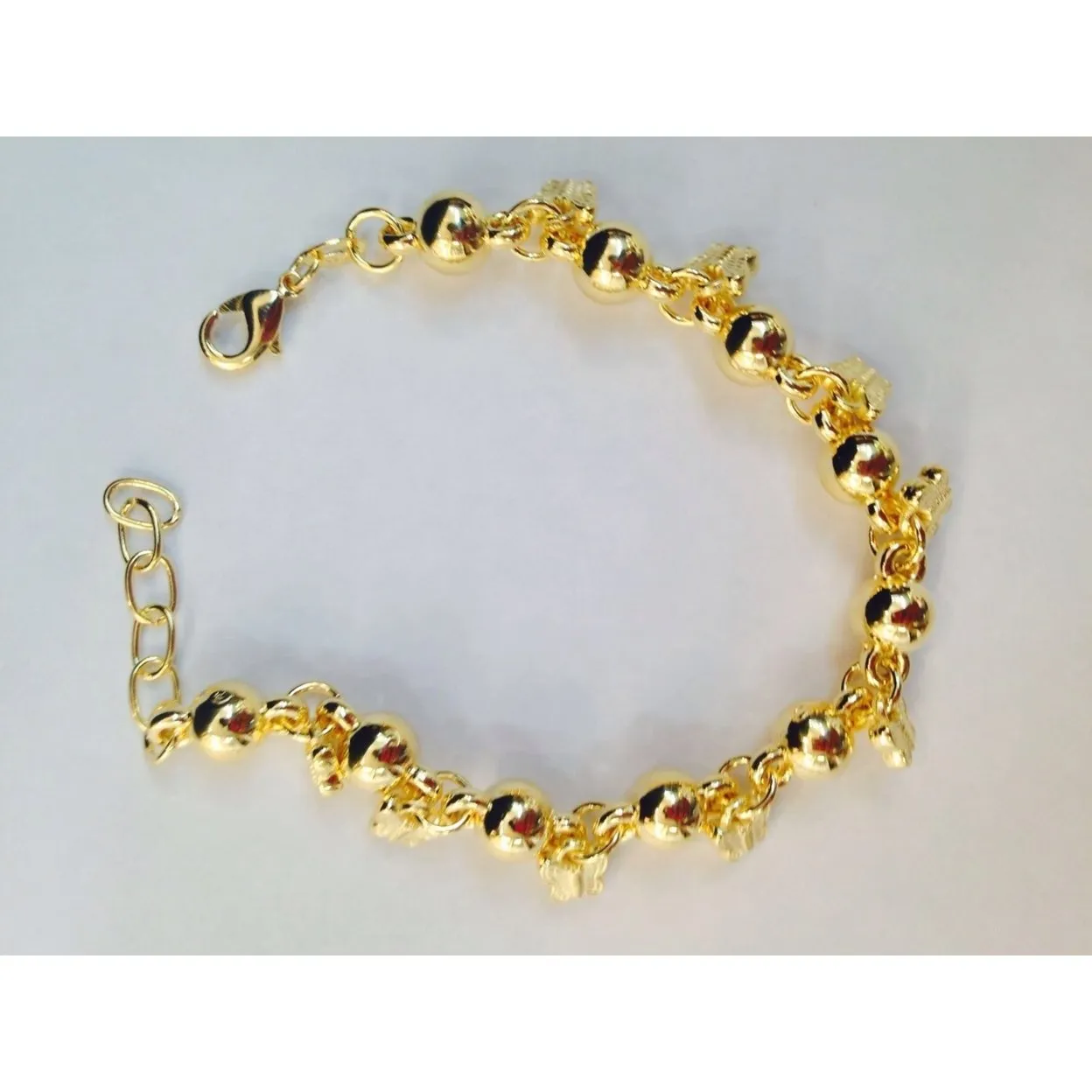 18k Gold Filled Ball With Butterfly Bracelet unisex