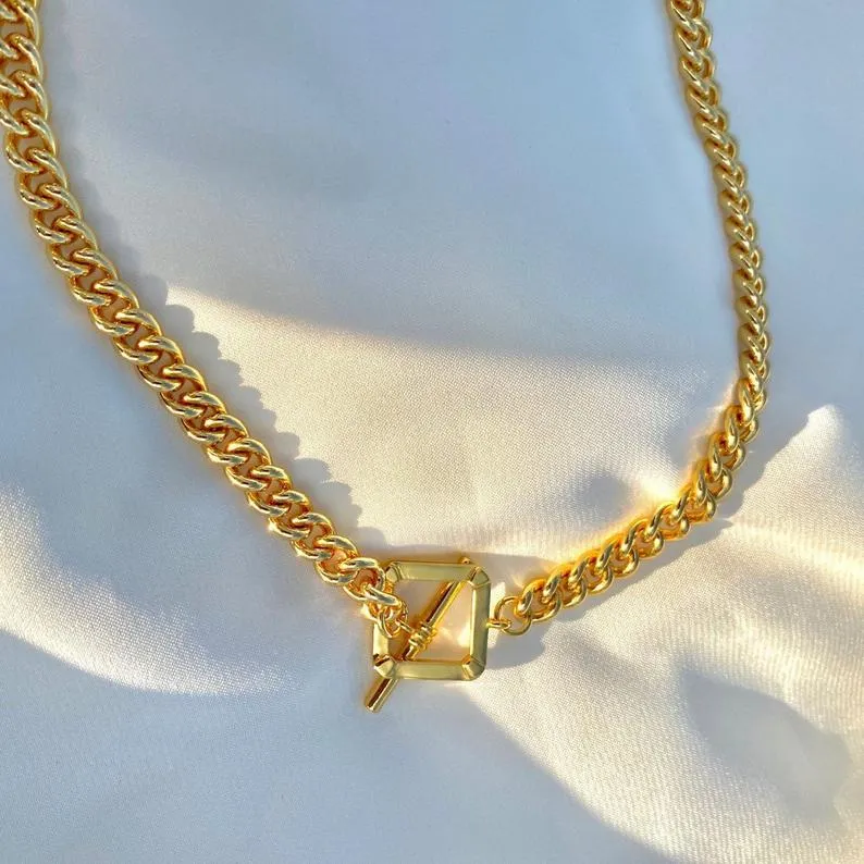 18K Gold-Filled Toggle Clasp Cuban Necklace