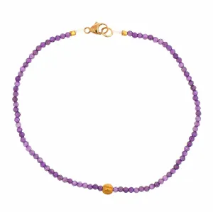 18K Yellow Gold Amethyst Beaded Bracelet