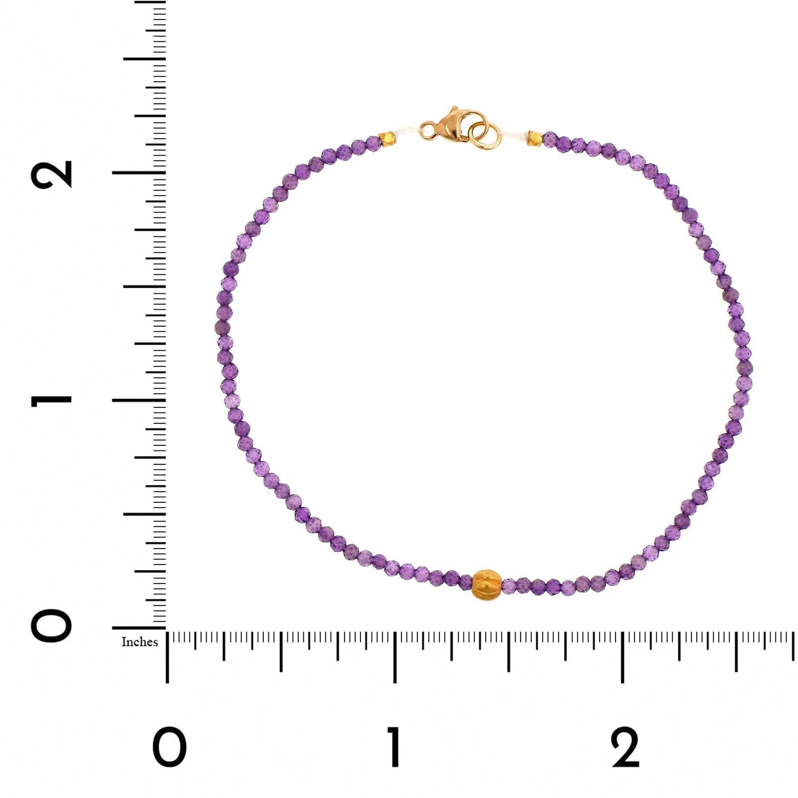 18K Yellow Gold Amethyst Beaded Bracelet