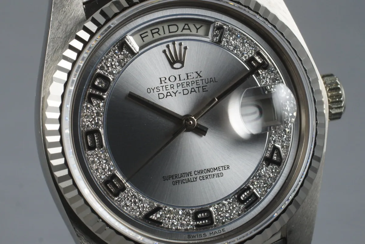 1983 Rolex WG Day-Date 18039 with Rare Factory Arabic Diamond Dial