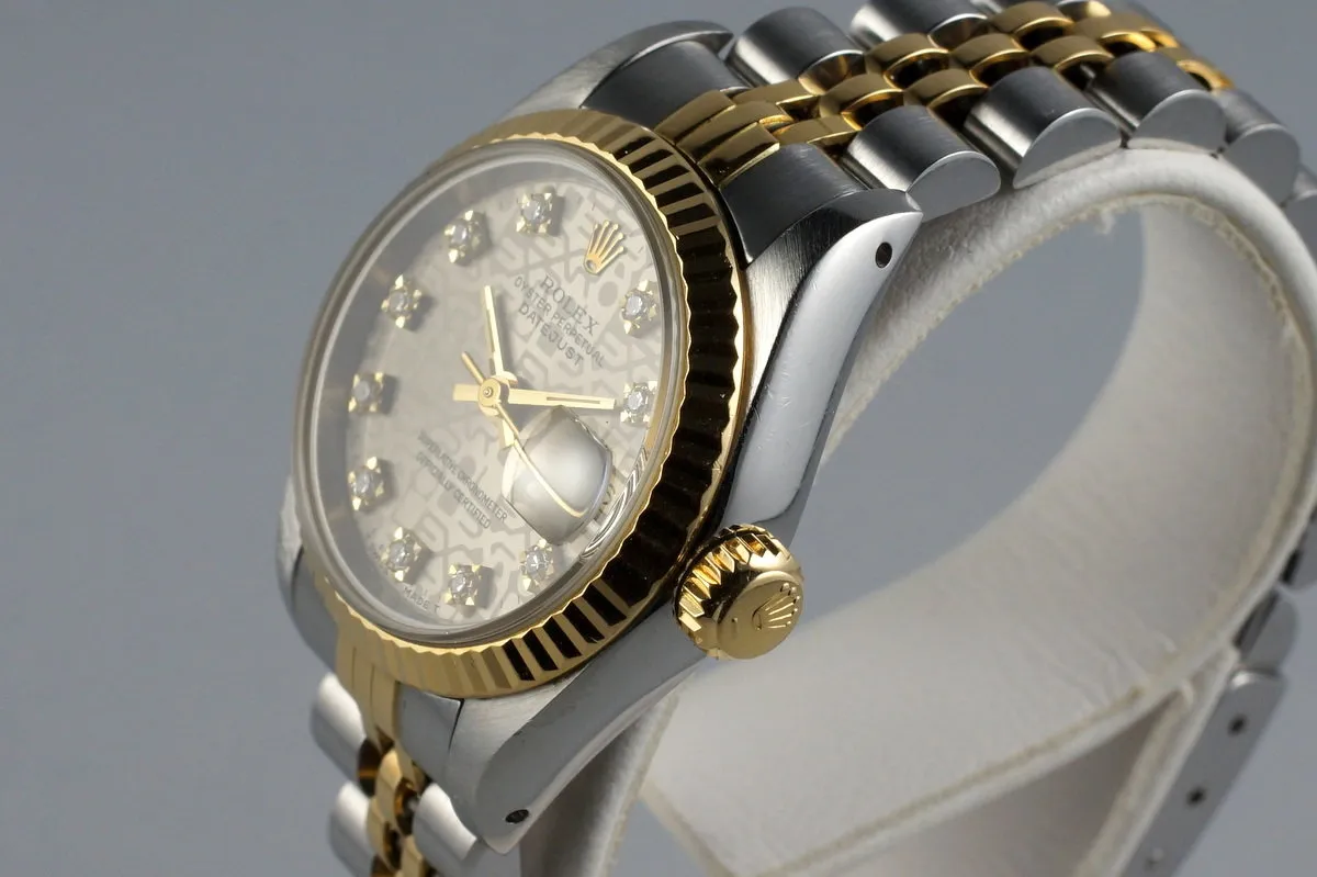 1987 Rolex Ladies Two Tone DateJust 69173 Factory Diamond Dial with Box and Papers