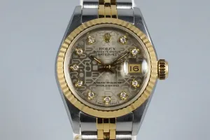 1987 Rolex Ladies Two Tone DateJust 69173 Factory Diamond Dial with Box and Papers