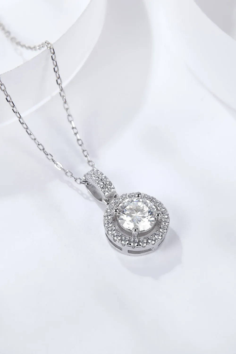 2 Carat Moissanite Round Pendant Necklace