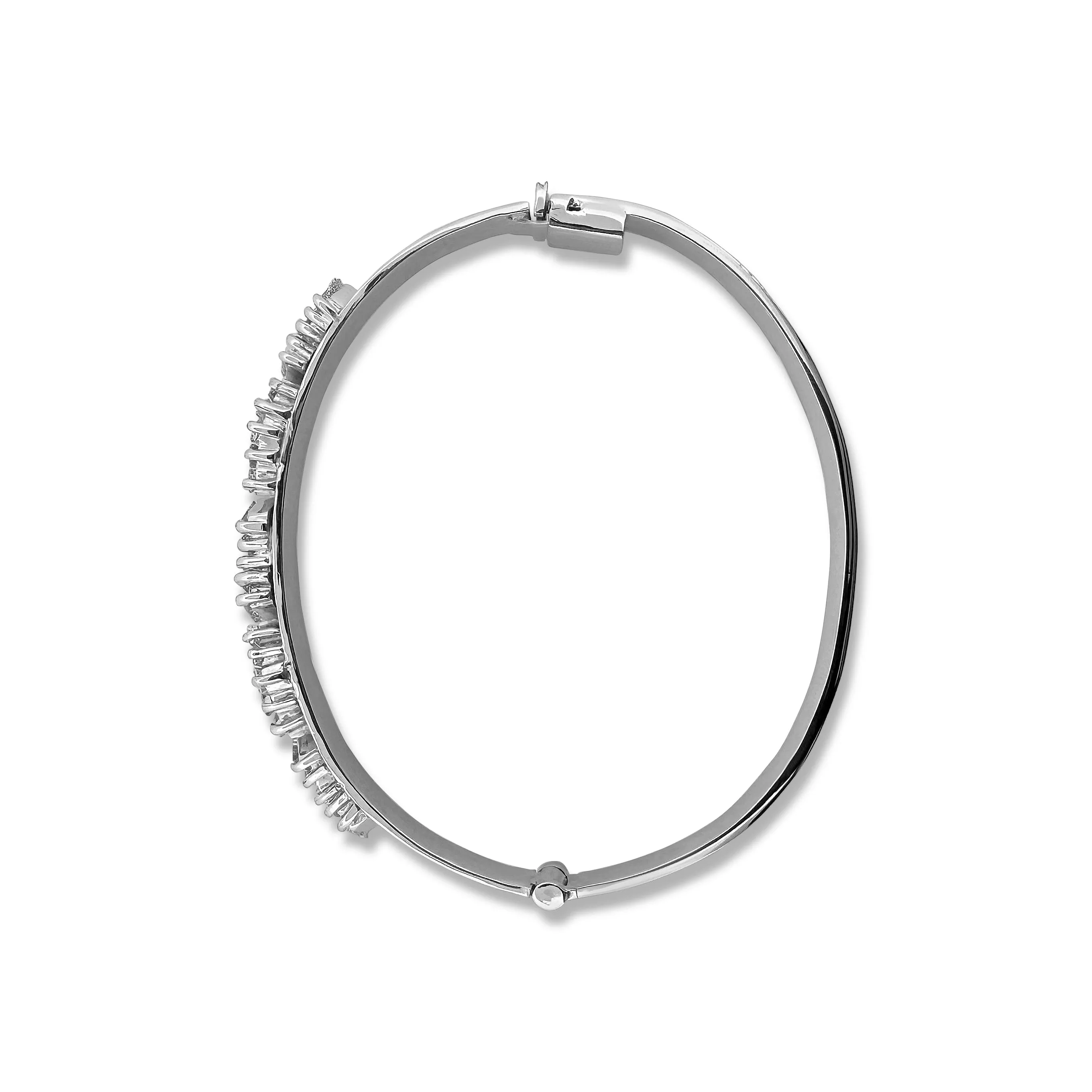 2.30ctw Tapered Baguette Diamond Bangle Bracelet in 14k White Gold