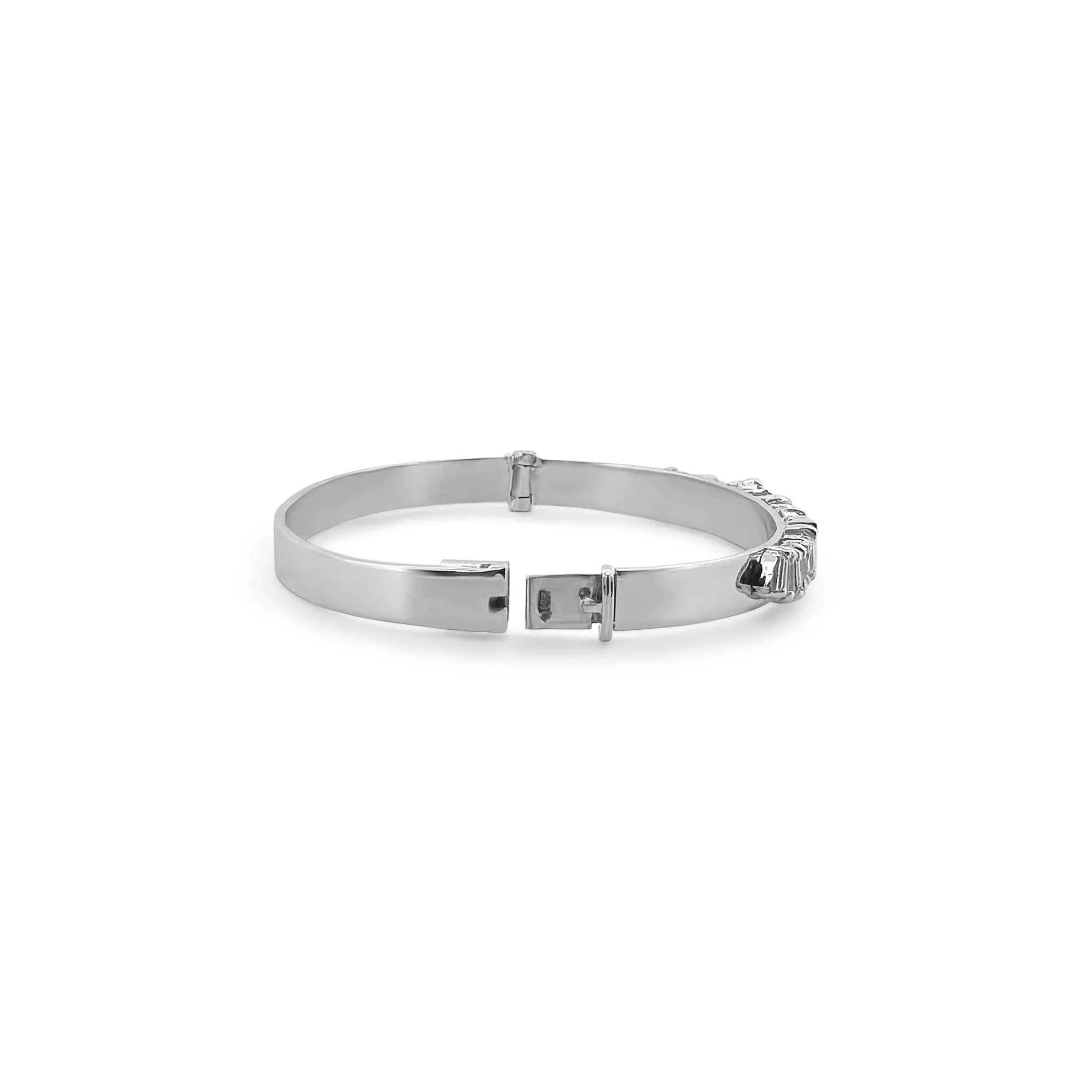 2.30ctw Tapered Baguette Diamond Bangle Bracelet in 14k White Gold