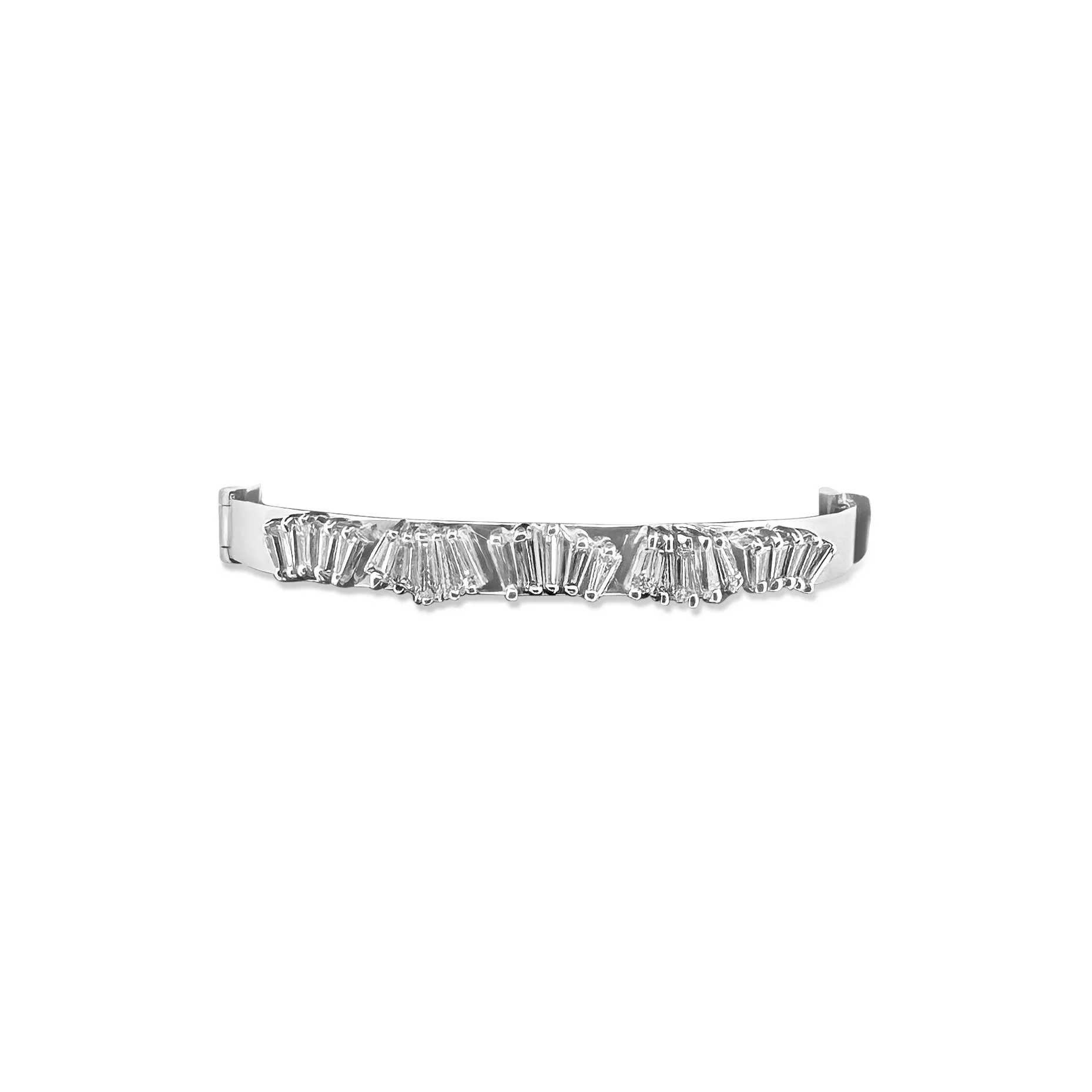 2.30ctw Tapered Baguette Diamond Bangle Bracelet in 14k White Gold