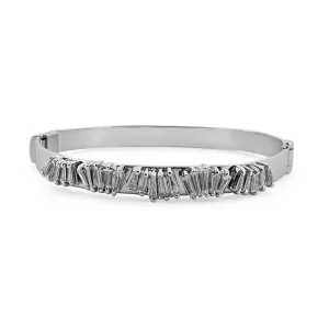 2.30ctw Tapered Baguette Diamond Bangle Bracelet in 14k White Gold