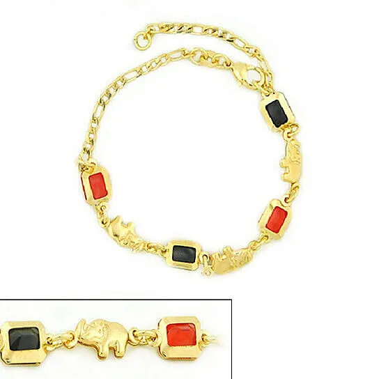 3 COLOR Elephant Baby Bracelet 5.5" 18k Gold Filled