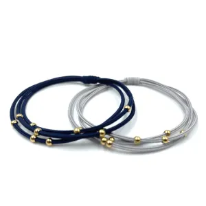 3mm Gold Water Pony Waterproof Bracelet Hair Bands in Gray and Navy(#3)