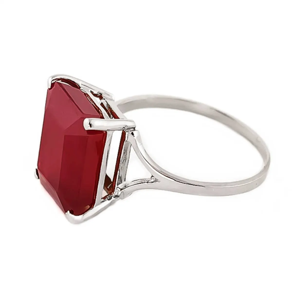 7.5 Carat 14K Solid White Gold Ring Natural Octagon Ruby