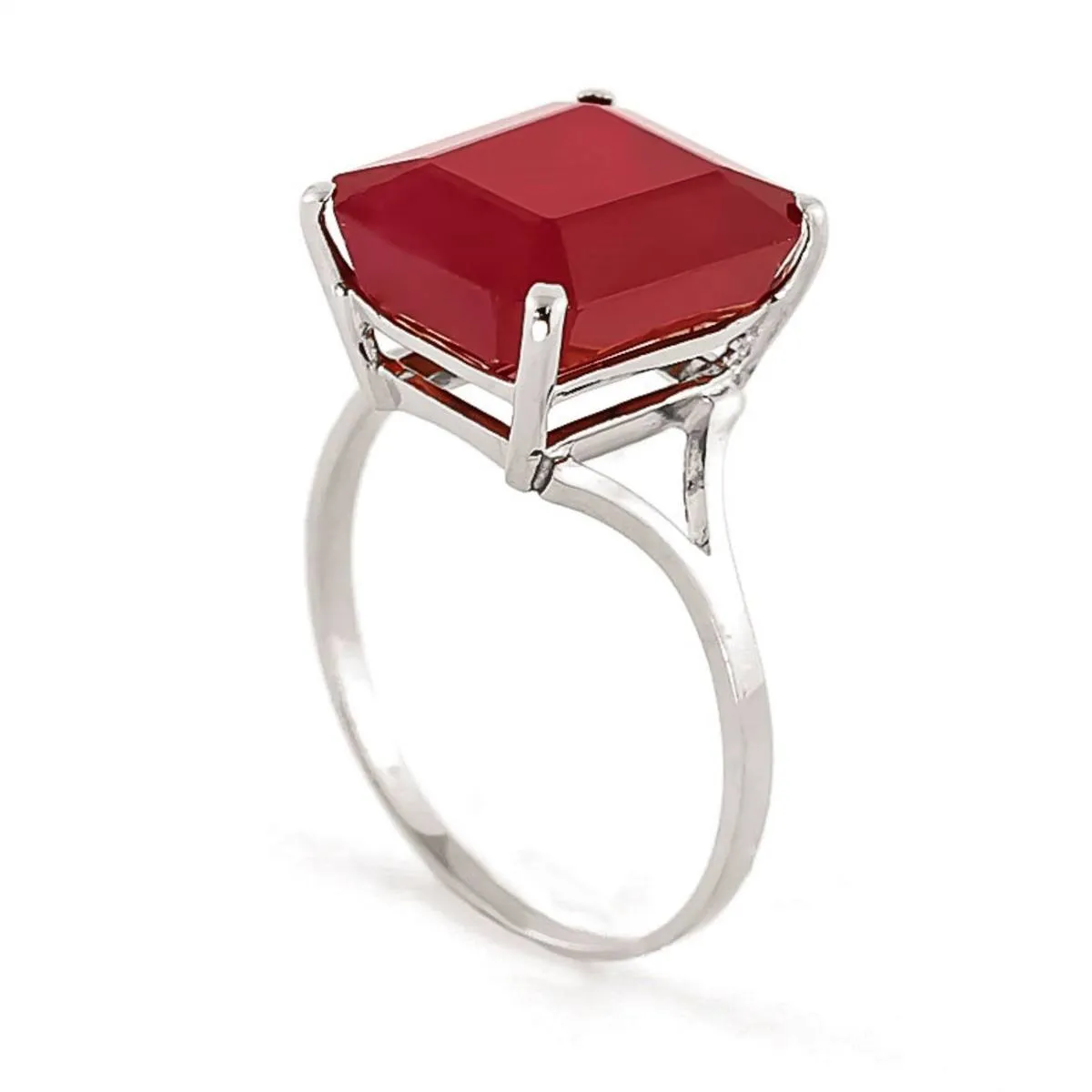 7.5 Carat 14K Solid White Gold Ring Natural Octagon Ruby